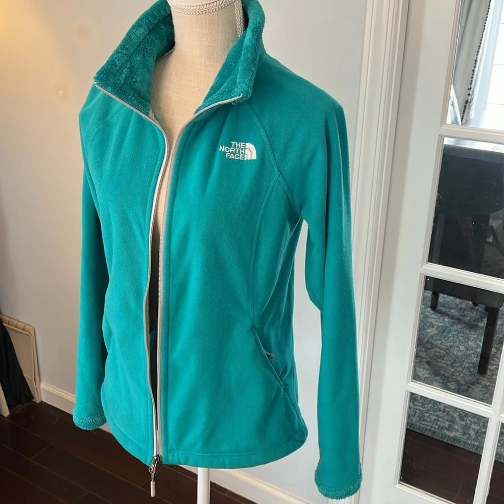North Face turquoise fleece zip up - Picture 3 of 10
